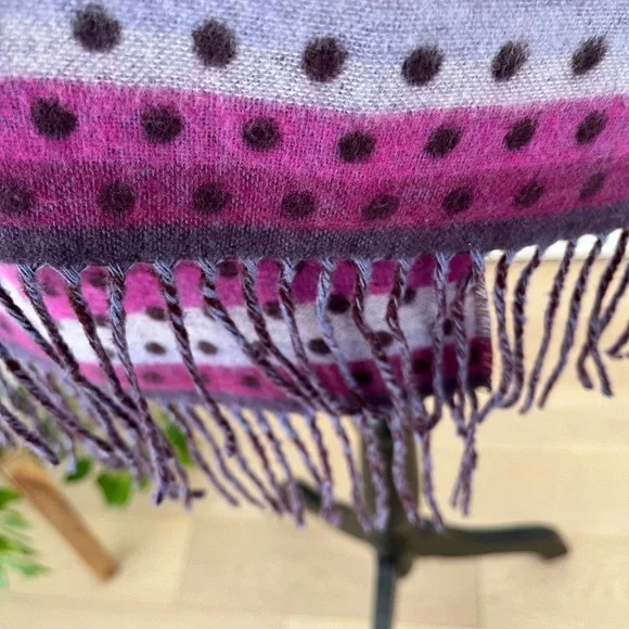 CASHMINK Winter Scarf Oblong Polka Dot Reversible Colourful Fringe Cozy Soft - Picture 8 of 11
